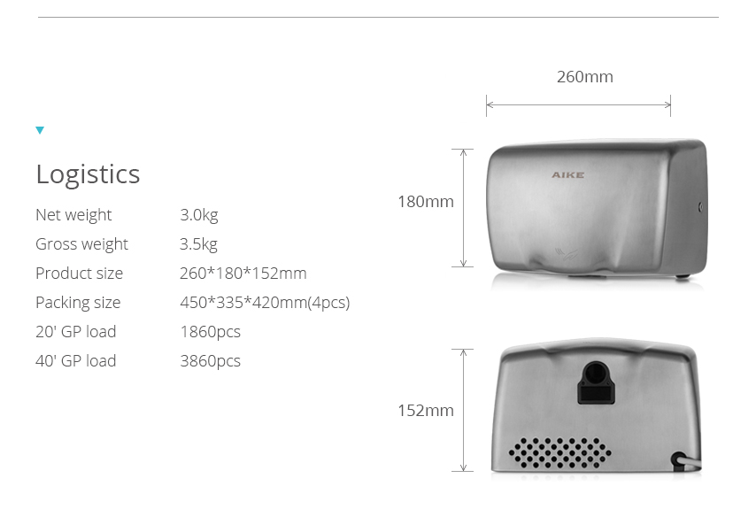 MINI Stainless Steel Hand Dryer AK2803A Buy Automatic Low Energy Eco